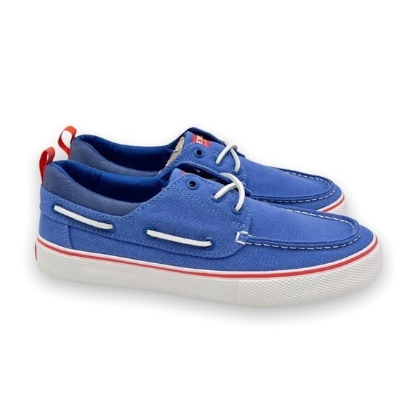 NEW Sperry Mens Size 8.5‎ STS23303 Bahama 3 Eye Blue Canvas Slip On Boat Shoes